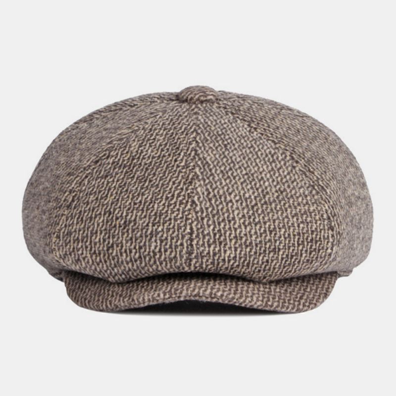 Mænd Britisk Retro Ørebeskyttelse Uld Ottekantet Hat Midaldrende Og Ældre Vinter Varm Cool Protection Newsboy Hat