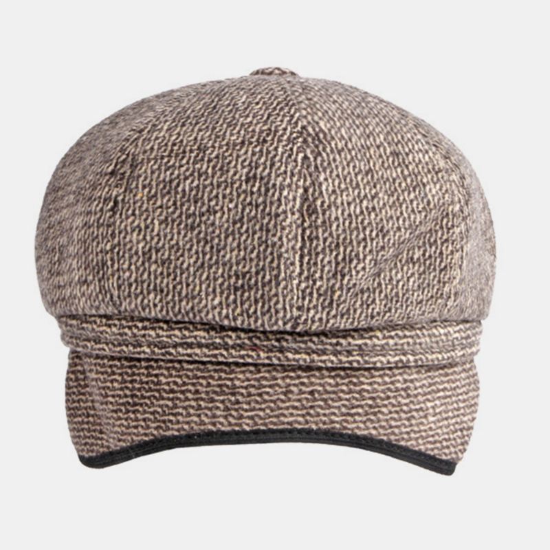 Mænd Britisk Retro Ørebeskyttelse Uld Ottekantet Hat Midaldrende Og Ældre Vinter Varm Cool Protection Newsboy Hat