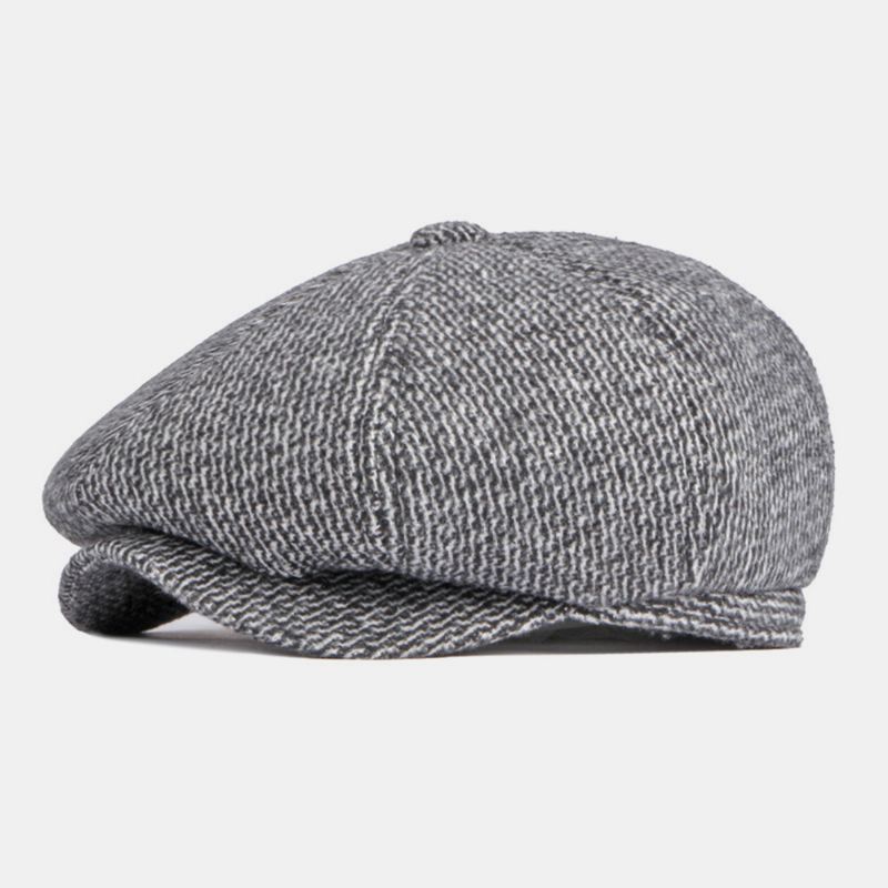Mænd Britisk Retro Ørebeskyttelse Uld Ottekantet Hat Midaldrende Og Ældre Vinter Varm Cool Protection Newsboy Hat