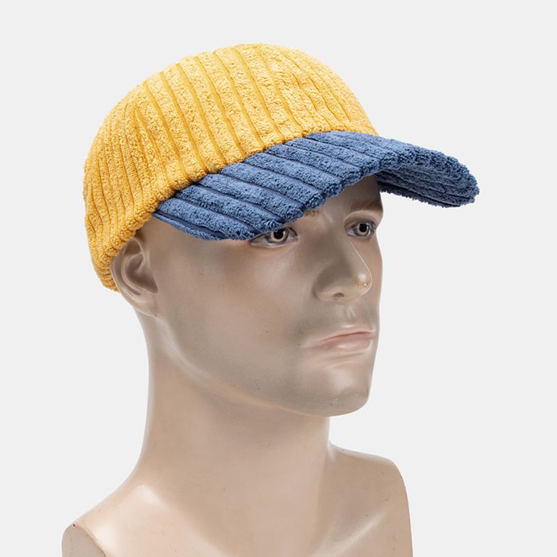 Mænd Corduroy Kontrast Farve Casual Ungdom Personlighed Solvisor Curve Rim Baseball Hat