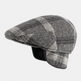 Mænd Justerbar Elastisk Bånd Design Baseret Kasket Britisk Retro Midaldrende Og Ældre Vinter Ørebeskyttelse Øreværn Fremad Hat