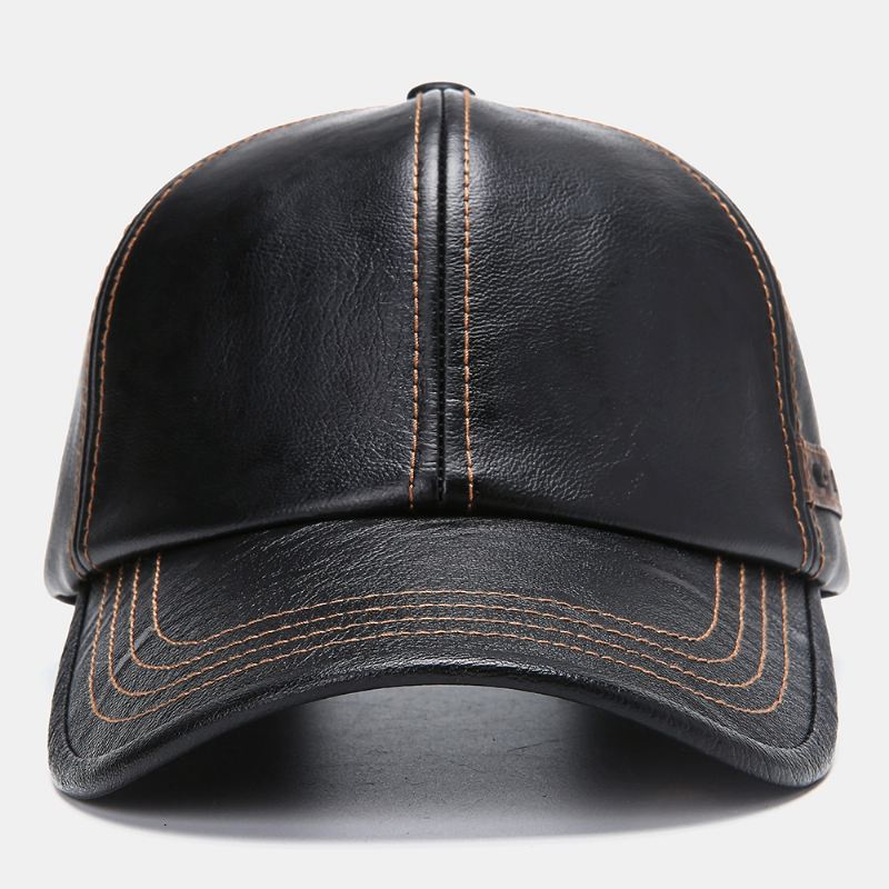 Mænd Kunstlæder Vintage Baseball Cap Personlighed Med Vævet Hat