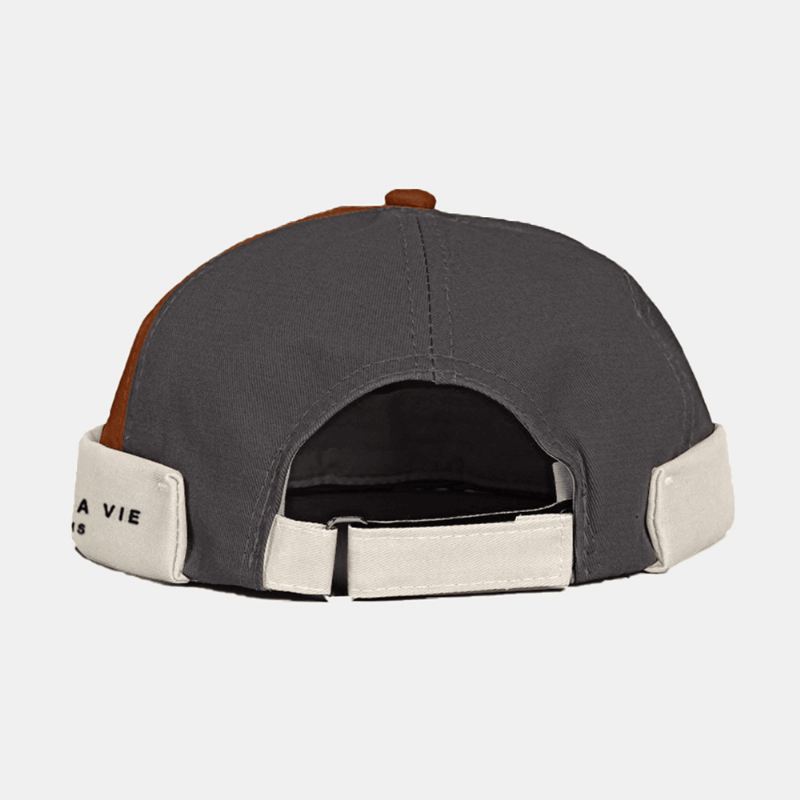 Mænd Letter Mønster Med Tryk Patchwork Farve Kontrast Mode Justerbar Åndbar Skyggeløs Beanie Udlejer Kasket Skull Cap