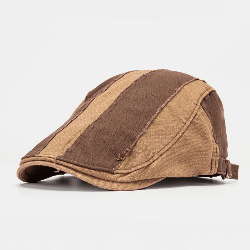 Mænd Make-gamle Patchwork Flad Hat Britisk Retro Simple Newsboy Hat Ivy Cap Forward Cap Baret Cap