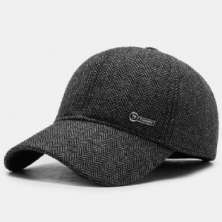 Mænd Metal Label Efterår Vinter Tykke Varm Baseball Cap Udendørs Ørebeskyttelse Vindtæt Cool Protection Peaked Cap
