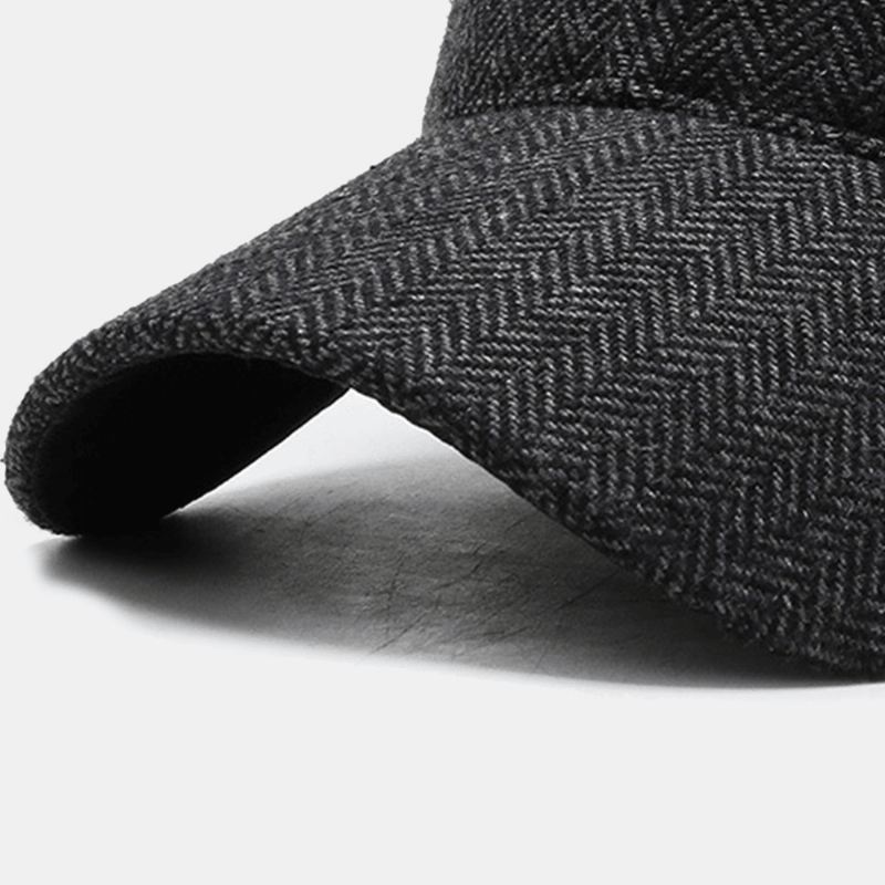 Mænd Metal Label Efterår Vinter Tykke Varm Baseball Cap Udendørs Ørebeskyttelse Vindtæt Cool Protection Peaked Cap