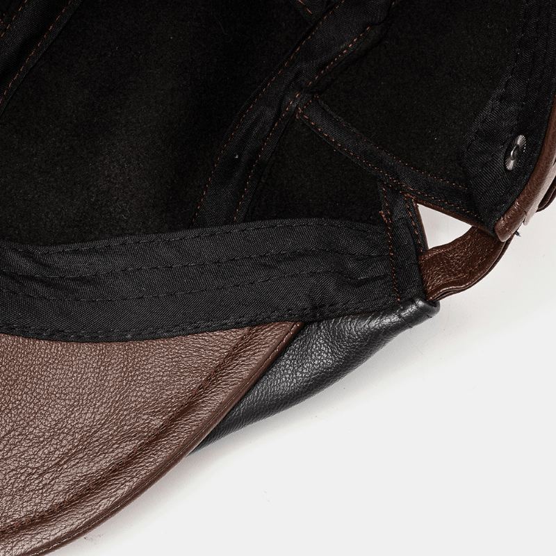 Mænd Pu Læder Retro Casual Kontrast Farve Newsboy Hat Forward Hat Baret Hat