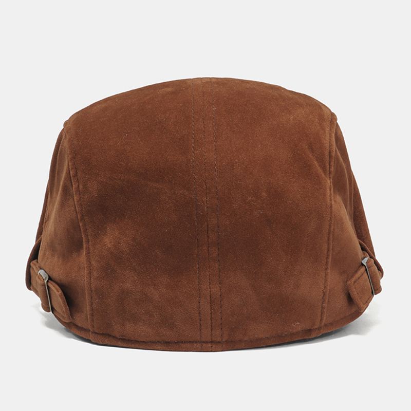 Mænd Ruskind Med Håndlavet Kunstlæder Sting Mønster Casual Mode Personlighed Fremad Hat Baret Hat