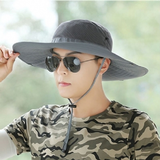 Mænd Sommer Uv-beskyttelse Wild Big Rim 12 Centimeter Visir Justerbar Solhat Bucket Hat Til Fiskeri Bjergbestigning