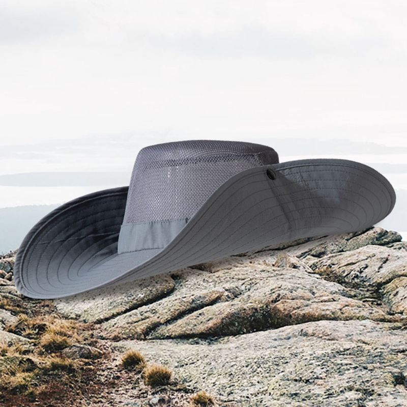 Mænd Sommer Uv-beskyttelse Wild Big Rim 12 Centimeter Visir Justerbar Solhat Bucket Hat Til Fiskeri Bjergbestigning