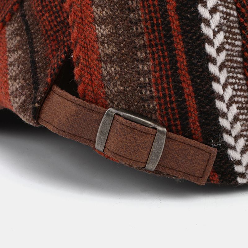 Mænd Strik Stribe Patchwork Retro Casual Udendørs Forward Hat Baskerhat