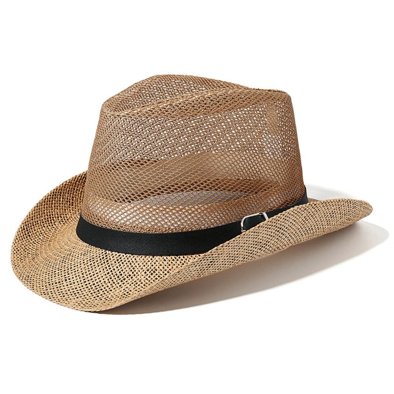 Mænd Udendørs Åndbar Mesh Bowler Jazz Hat Cowboy Sunshade Stråhat