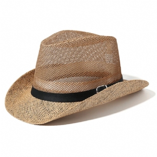 Mænd Udendørs Åndbar Mesh Bowler Jazz Hat Cowboy Sunshade Stråhat