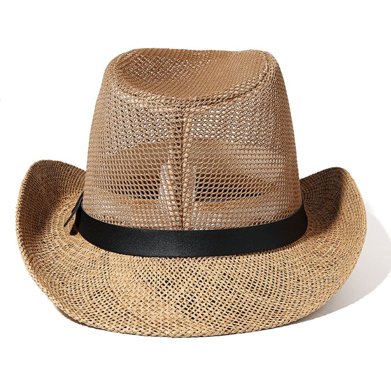 Mænd Udendørs Åndbar Mesh Bowler Jazz Hat Cowboy Sunshade Stråhat