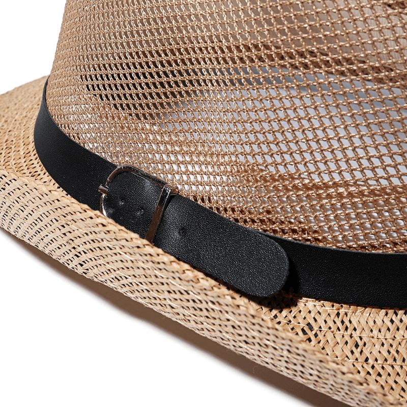 Mænd Udendørs Åndbar Mesh Bowler Jazz Hat Cowboy Sunshade Stråhat