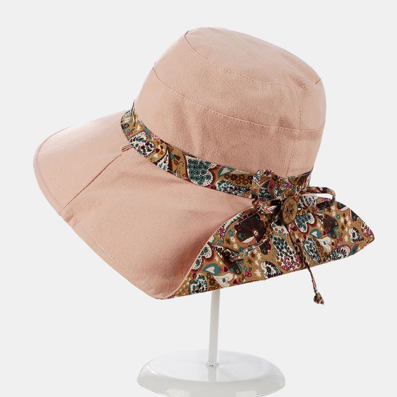 Multifunktions Foldbar Anti-uv Kasket Til Dameprint Strandsolhat Bomulds Hat Med Bred Skygge Til Kvinder Elegante Sommerhatte