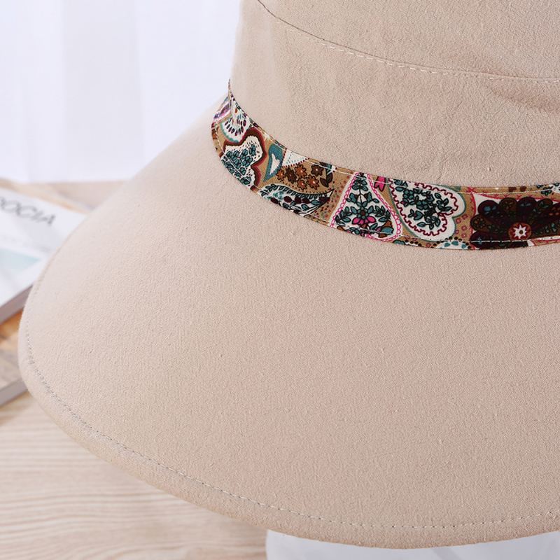 Multifunktions Foldbar Anti-uv Kasket Til Dameprint Strandsolhat Bomulds Hat Med Bred Skygge Til Kvinder Elegante Sommerhatte