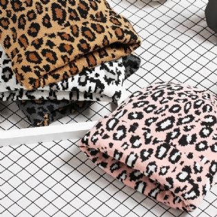 Personlig Leopardprint Uldhat Kvinder Efterår Og Vinter Mode All Match Warm Strik