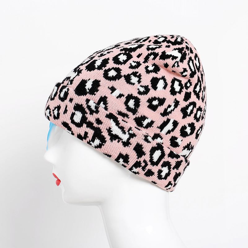 Personlig Leopardprint Uldhat Kvinder Efterår Og Vinter Mode All Match Warm Strik