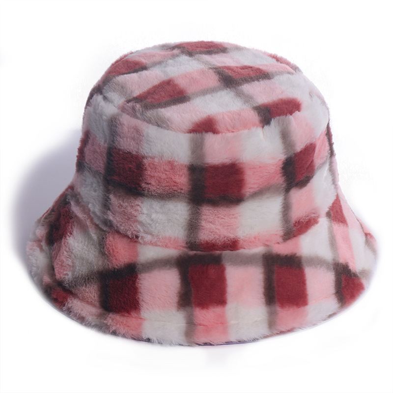 Plaid Fisherman Hat Til Koreansk Version Af Kaninpels Plys Travel Warm All-match