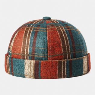 Retro Skyllefri Kasket Flerfarvet Plaid Kasketter Blød Filt Tilpassede Hatte