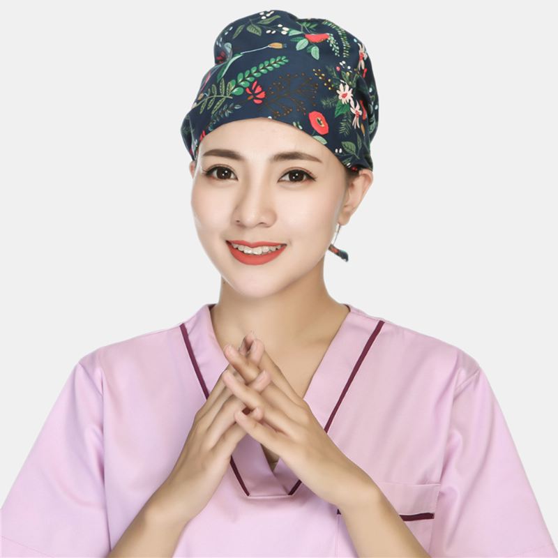 Scrub Caps Kirurgisk Cap Bomuld Kemoterapi Tynd Turban