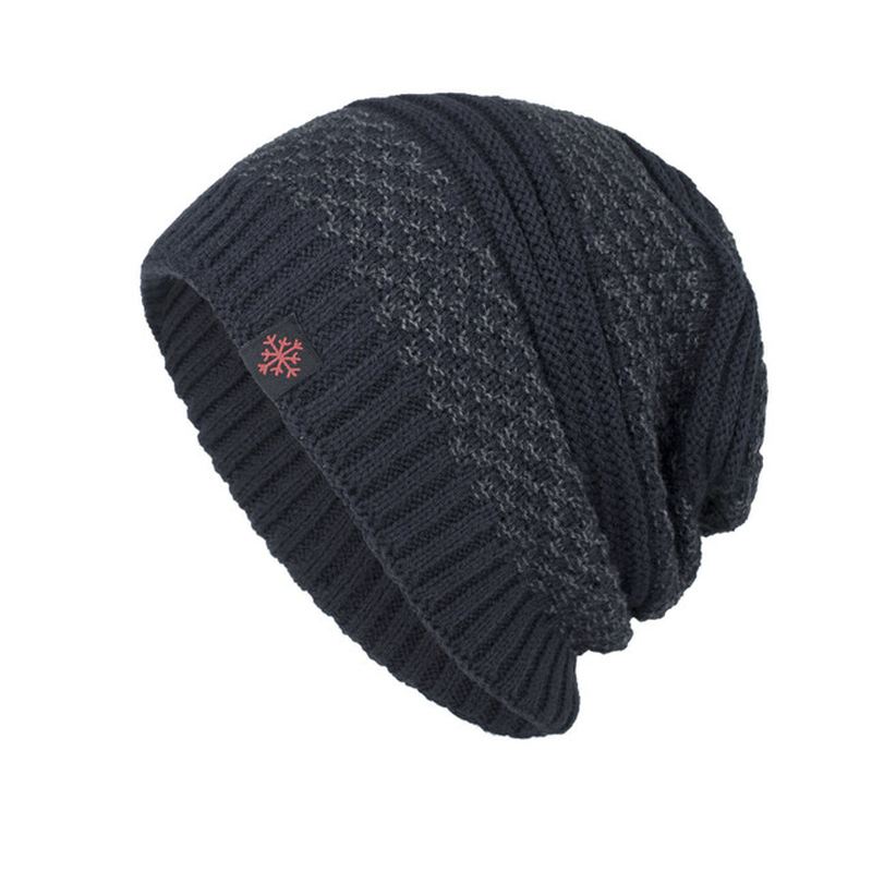Solid Strikket Skullies Beanie Hue Til Mænd Plus Varme Udendørs Casual Hatte I Velvet