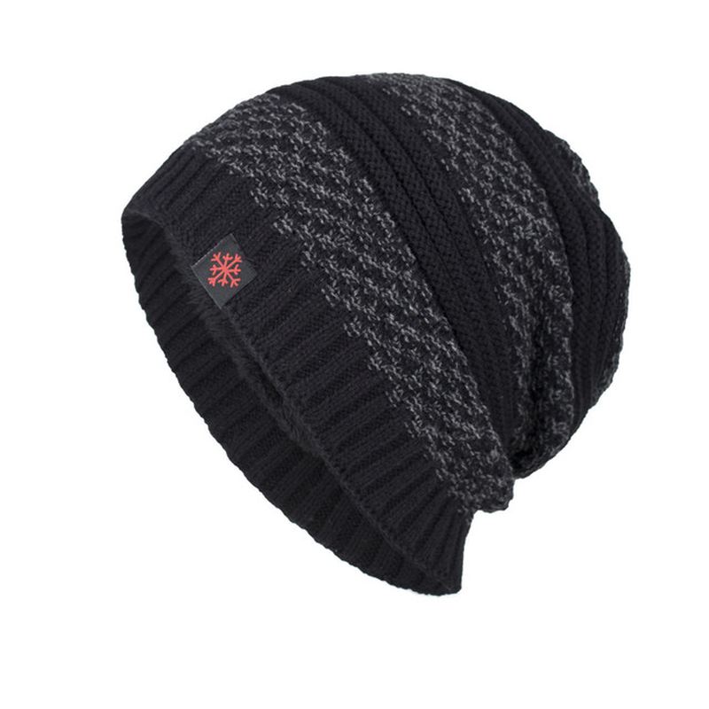 Solid Strikket Skullies Beanie Hue Til Mænd Plus Varme Udendørs Casual Hatte I Velvet