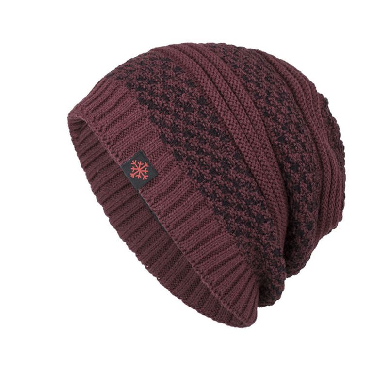 Solid Strikket Skullies Beanie Hue Til Mænd Plus Varme Udendørs Casual Hatte I Velvet