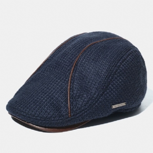 Strikhat Til Mænd Polstret Varme Baret-kasketter Casual Udendørs Visir Fremad Hat
