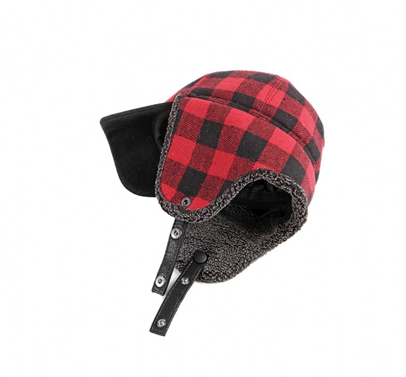 Trendy Plus Velvet Thick Plaid Ørebeskyttelse Bomuld Cap Mænd