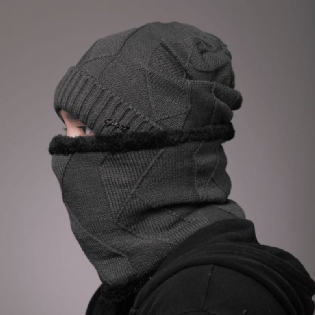Unisex 2 Stk Plus Tyk Vinter Udendørs Holde Varmen Nakke Og Øre Beskyttelse Hovedbeklædning Tørklæde Strikket Hue Hue