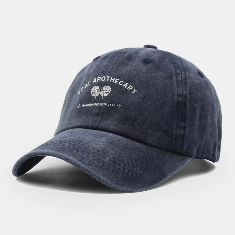 Unisex Bogstav Blomstermønster Twill Kasket Casual Vildvasket Justerbar Baseballkasket
