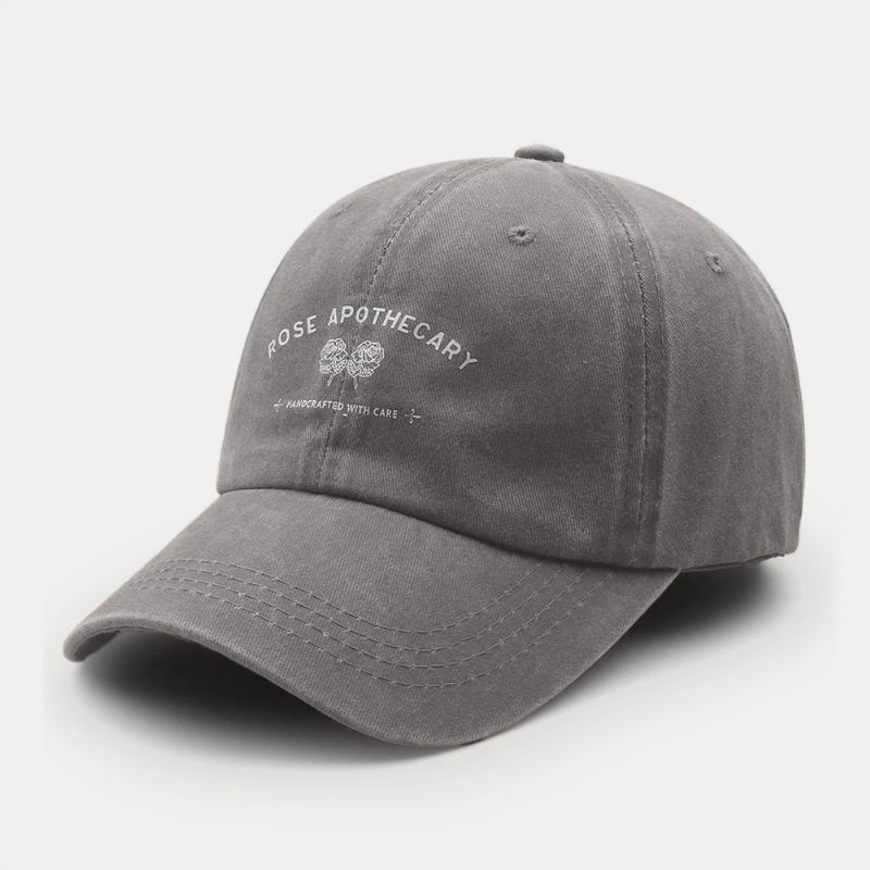 Unisex Bogstav Blomstermønster Twill Kasket Casual Vildvasket Justerbar Baseballkasket