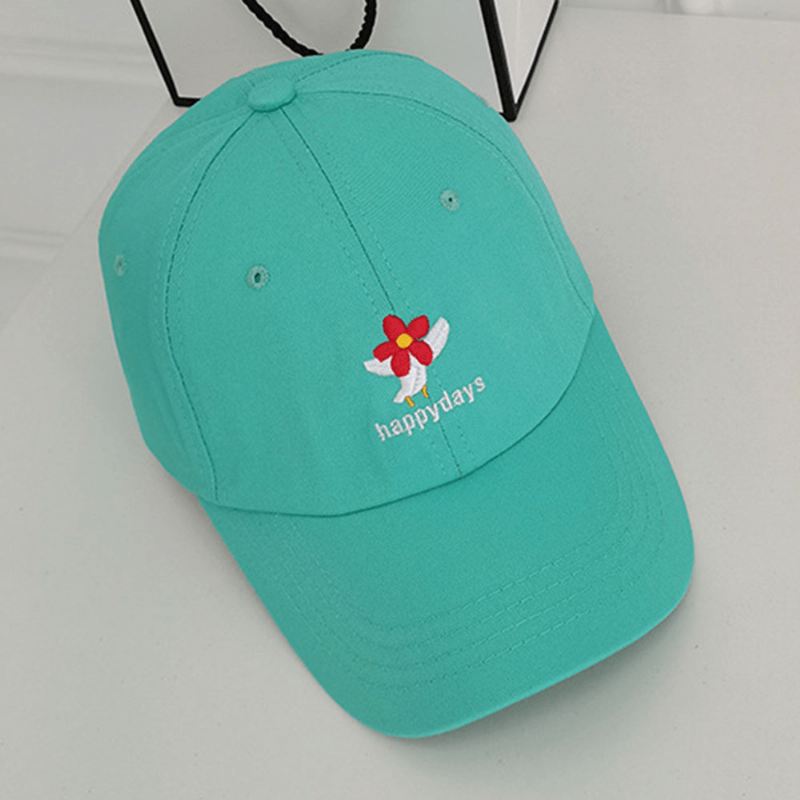 Unisex Bomuld Ensfarvet Blomster Brevmønster Broderi Vild Retro Solskærm Baseballkasket