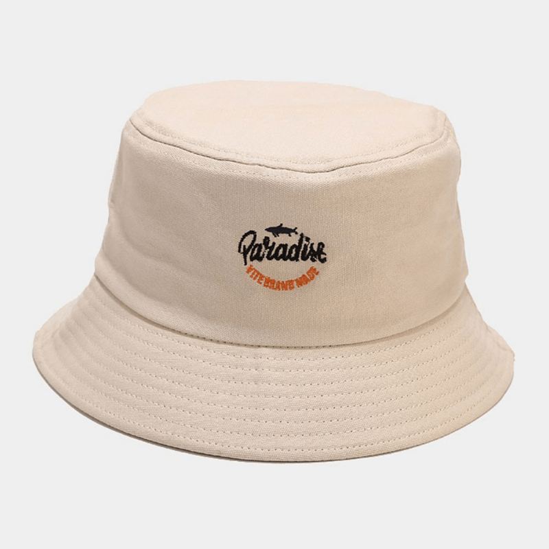 Unisex Bomuld Ensfarvet Haj Bogstavmønster Broderi Mode Solskærm Bucket Hat