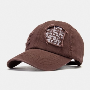 Unisex Bomuld Flosset Kant Med Knækket Hul Tal Bogstaver Broderi Mode All-match Baseballkasket
