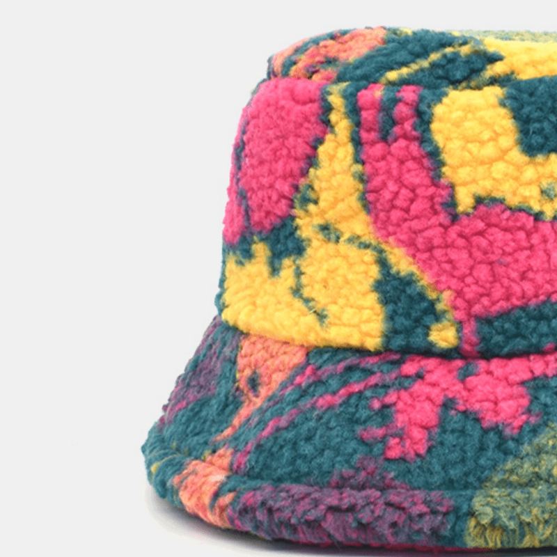 Unisex Bomuldsblanding Farvetryk Fløjl Holder Varmen Udendørs Rejse Casual Bucket Hat