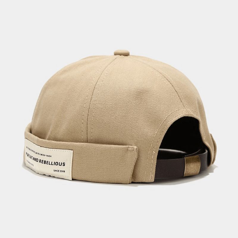 Unisex Bomuldsmærke Bogstavmønster Justerbar Afslappet Solskærm Uden Skygge Beanie Udlejer Kasket Skull Cap