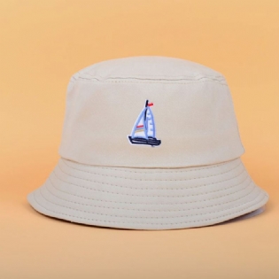 Unisex Bomuldssejlbådsmønster Justerbar Casual Sunshade Bucket Hat