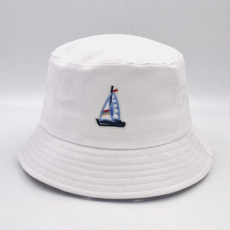 Unisex Bomuldssejlbådsmønster Justerbar Casual Sunshade Bucket Hat