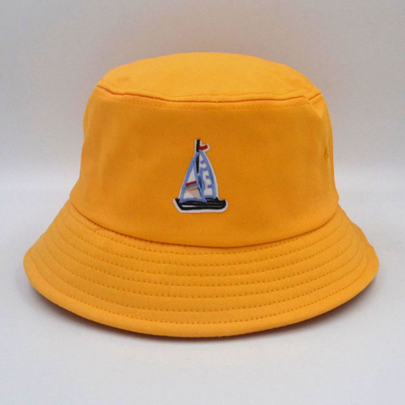 Unisex Bomuldssejlbådsmønster Justerbar Casual Sunshade Bucket Hat