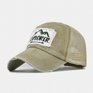 Unisex Broken Hole Patch Brev Broderi Baseball Cap Mærke Gammel Udendørs Solsejl Justerbar Hat