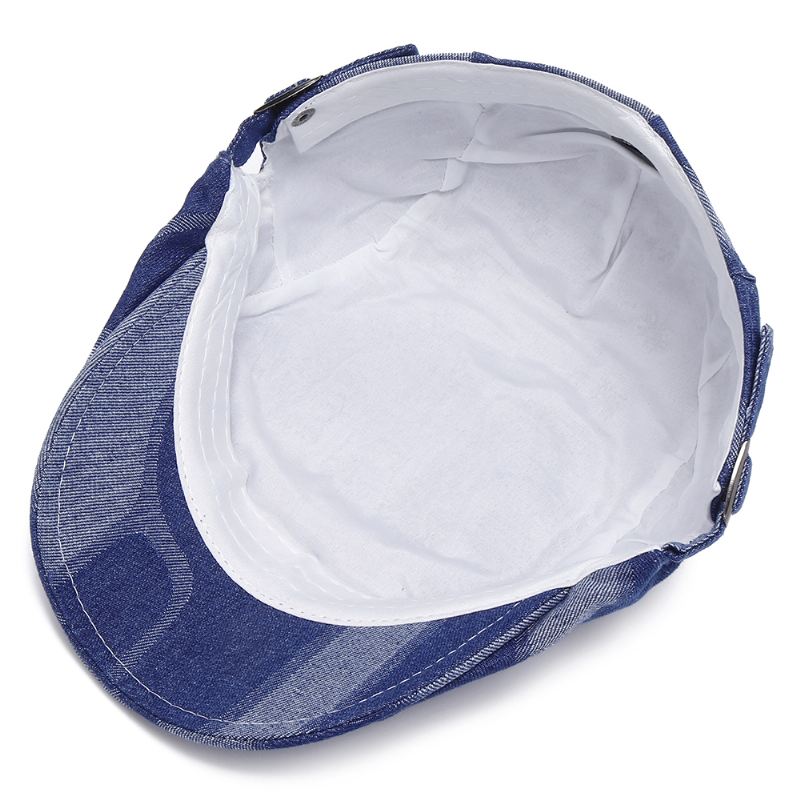 Unisex Denim Kort Skygge Distressed Blå Solskærm Peaked Cap