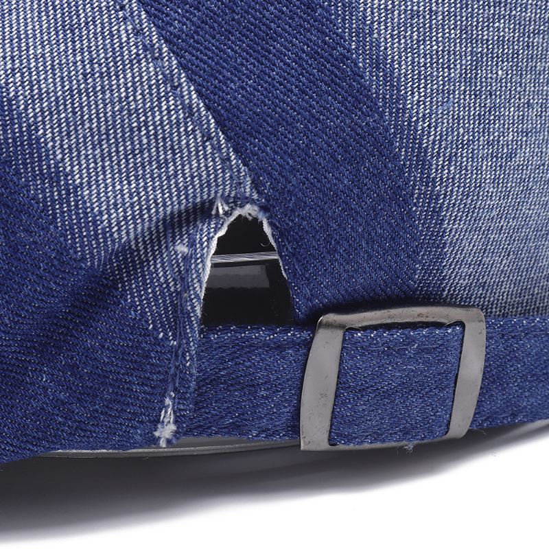 Unisex Denim Kort Skygge Distressed Blå Solskærm Peaked Cap