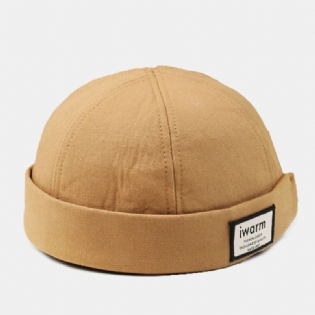 Unisex Dome Letter Patch Twill Kasket Melon Kasket Retro Casual Solskygge Sømandskasket Beanie Skull Cap