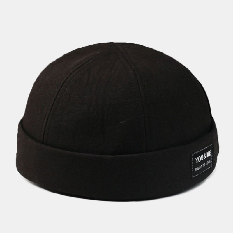 Unisex Dome Letter Patch Twill Kasket Melon Kasket Retro Casual Solskygge Sømandskasket Beanie Skull Cap