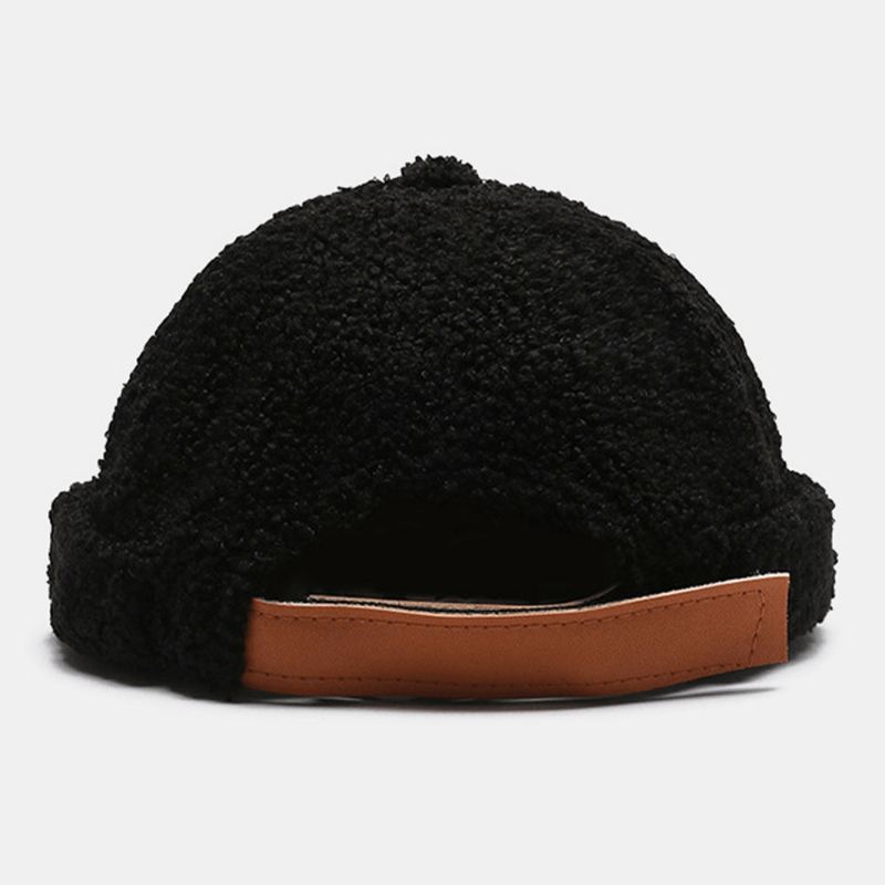Unisex Ensfarvet Fleece Varm Udlejer-kasket Udendørs Afslappet Solsejl Uden Skygge Beanie-kraniekasket