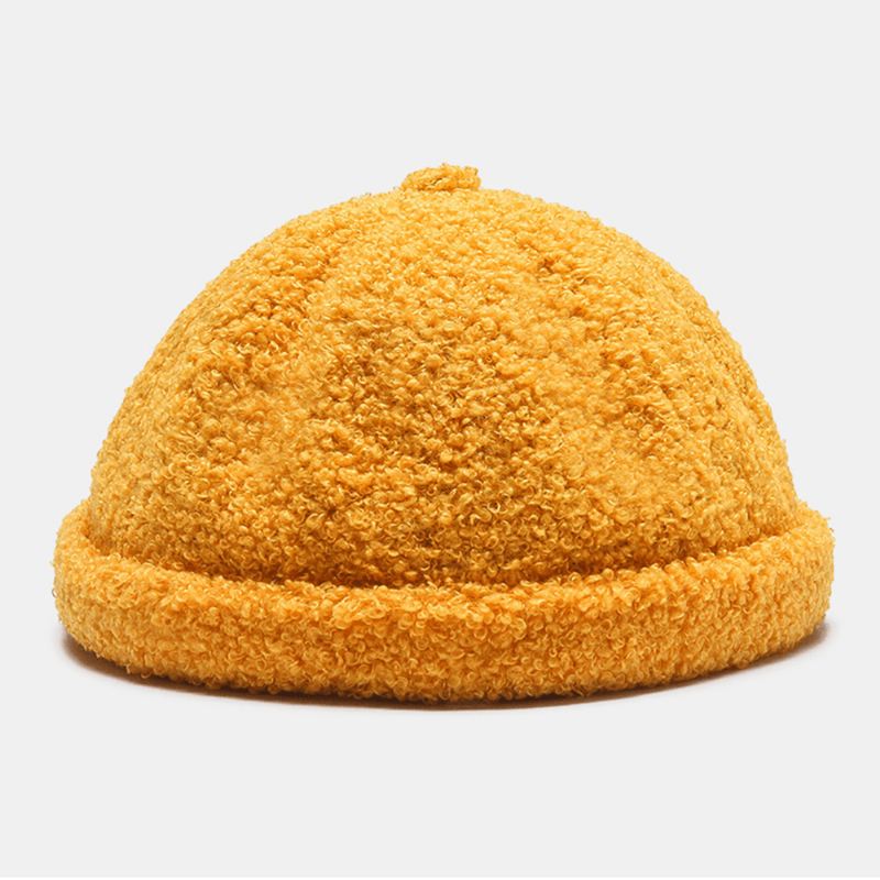 Unisex Ensfarvet Fleece Varm Udlejer-kasket Udendørs Afslappet Solsejl Uden Skygge Beanie-kraniekasket