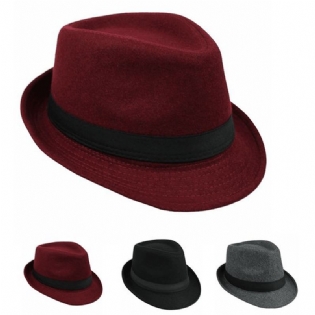 Unisex Jazzkasket Vintage Uldspand Trilby Rand Fedora Panamahat
